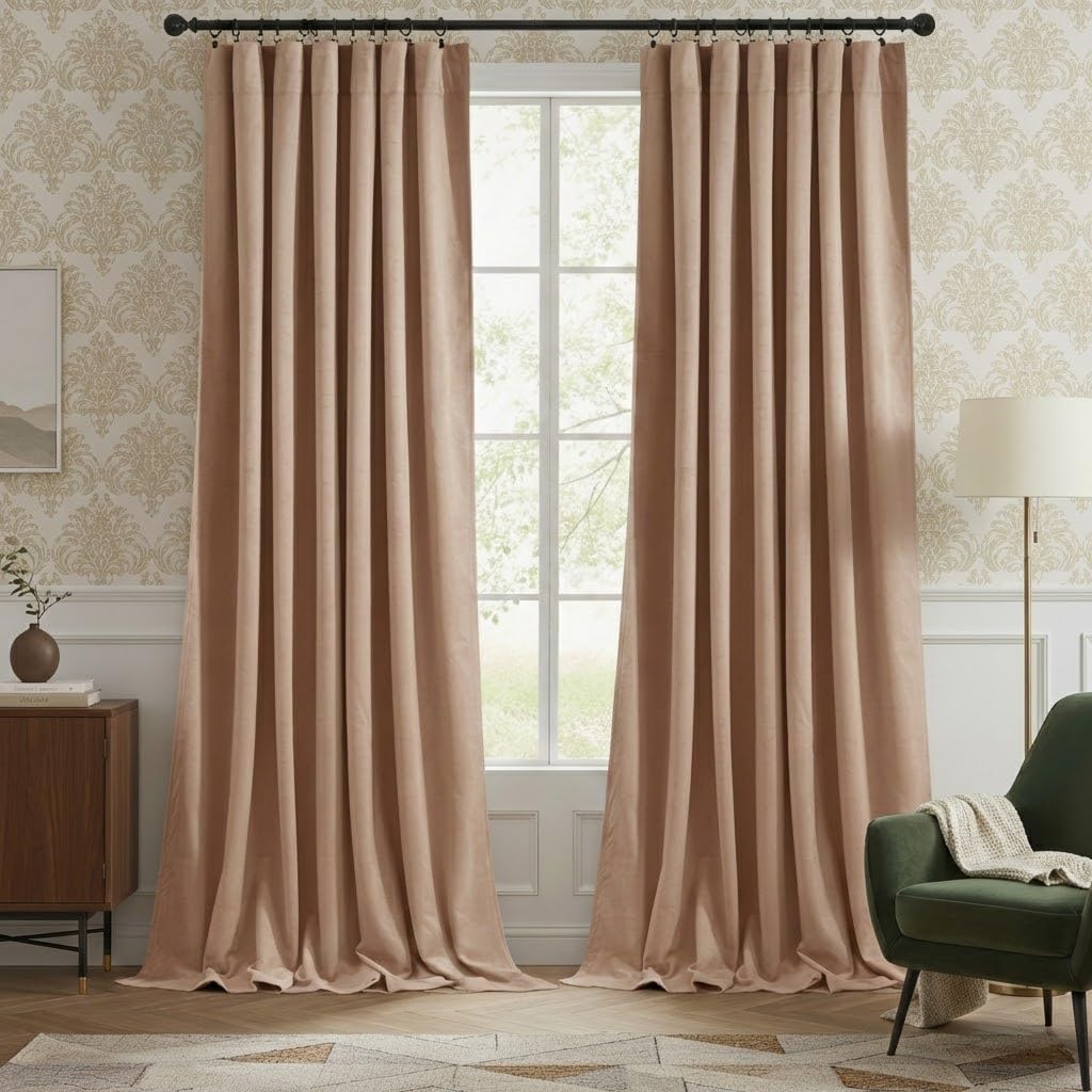 StangH Theater Red Velvet Curtains for Living Room Christmas Decor 2 Panels