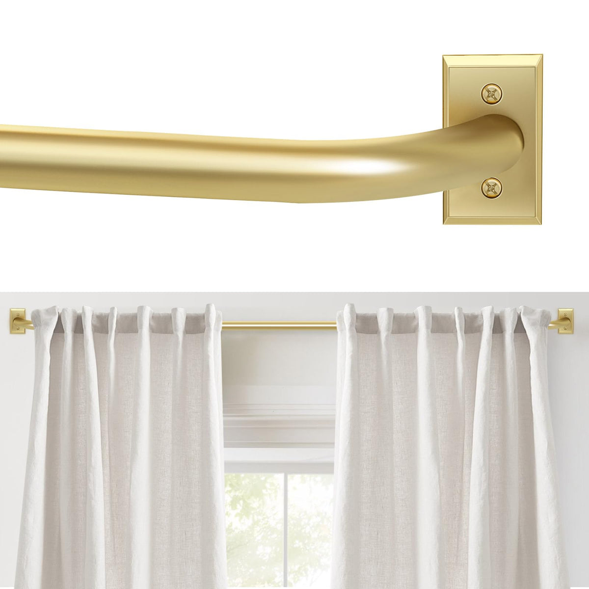 ZYRW Gold Curtain Rod, Room Darkening Rods for Windows 28 to 48 Inches(2.3-4Ft), Wrap Around Curtain Rods, Heavy Duty Blackout Drapery, Modern Decorative Window Treatment Rod, Gold