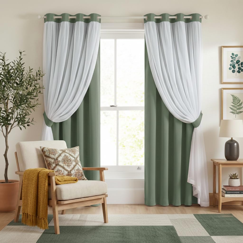 PONY DANCE Black Blackout Curtains for Bedroom, 52 W x 84 L, Set of 2