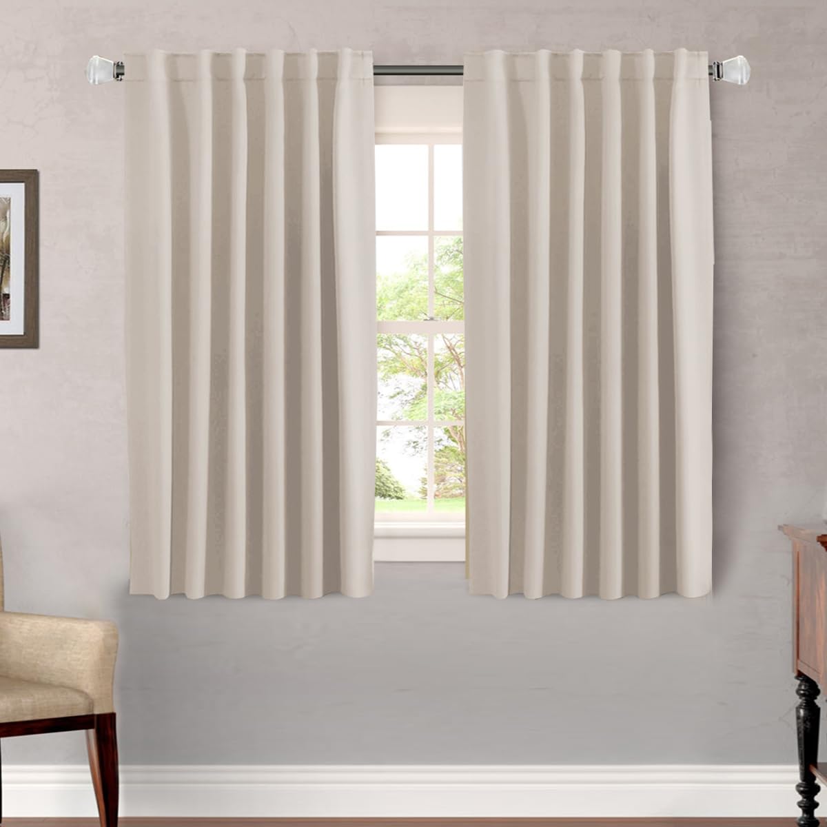 H.VERSAILTEX Blackout Curtains Thermal Insulated Window Treatment Panels Room Darkening Blackout Drapes for Living Room Back Tab/Rod Pocket Bedroom Draperies, 52 x 84 Inch, Light Sage, 2 Panels