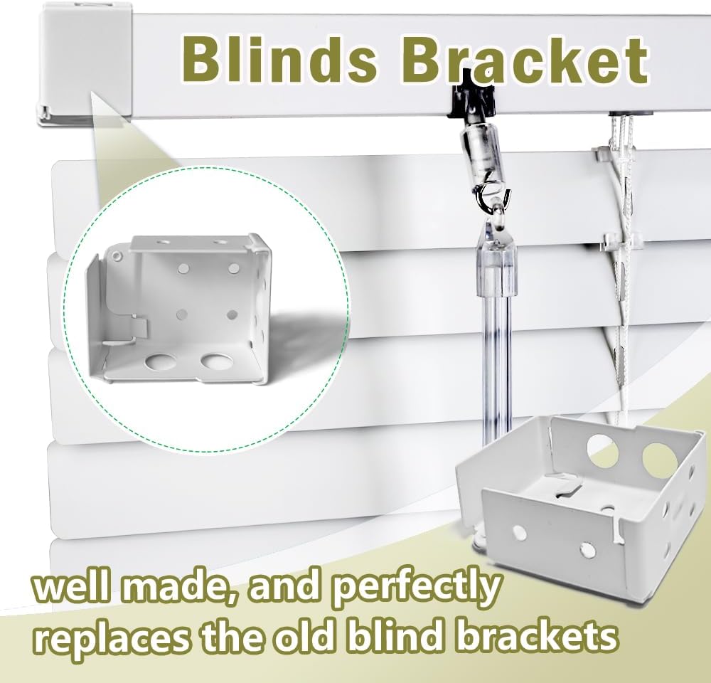 2PCS Mini Blind Brackets, Metal Window Blind Brackets, 2 inch White Window Blinds Headrail Holder Bracket for High Profile Blinds