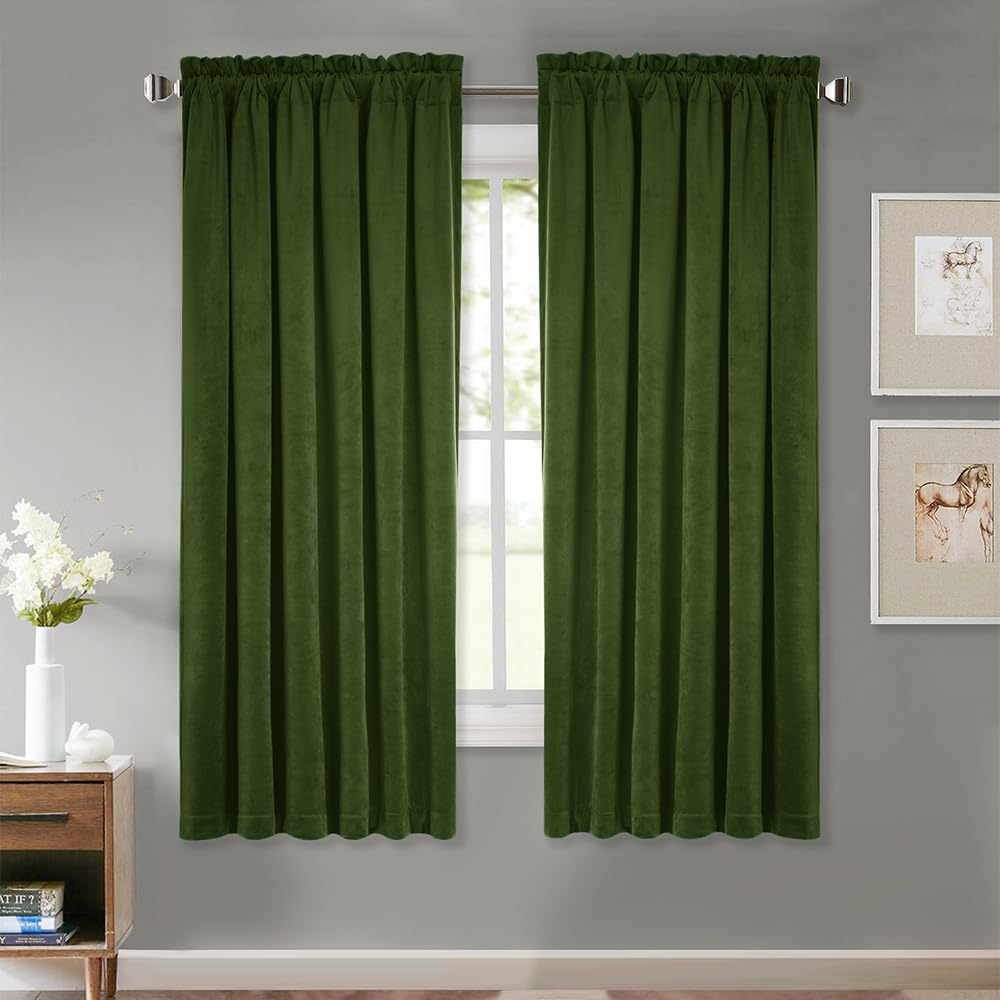 StangH Theater Red Velvet Curtains for Living Room Christmas Decor 2 Panels