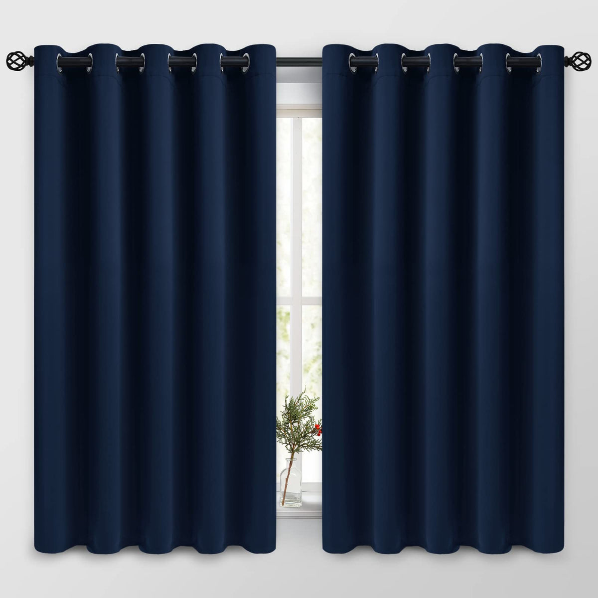COSVIYA Grommet Blackout Room Darkening Navy Blue Curtains 84 inch Length