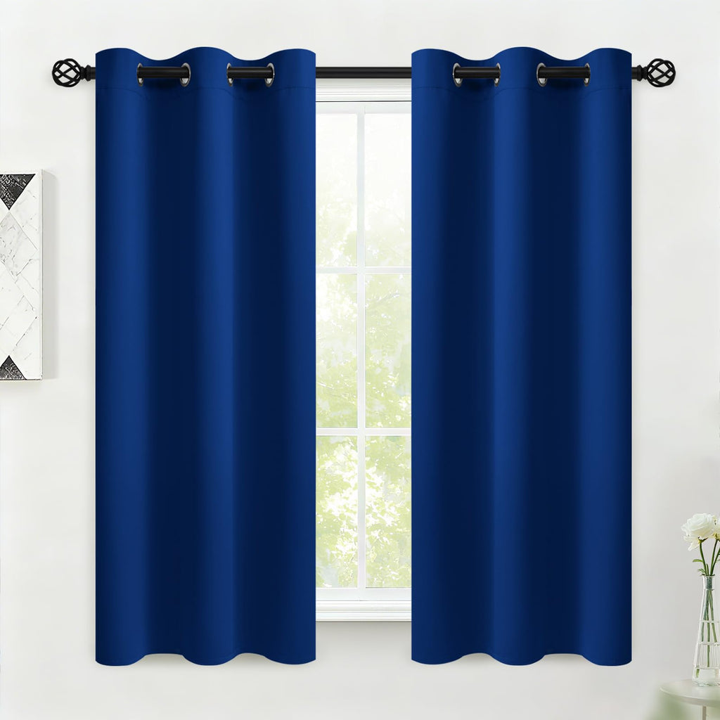 COSVIYA Grommet Blackout Room Darkening Navy Blue Curtains 84 inch Length