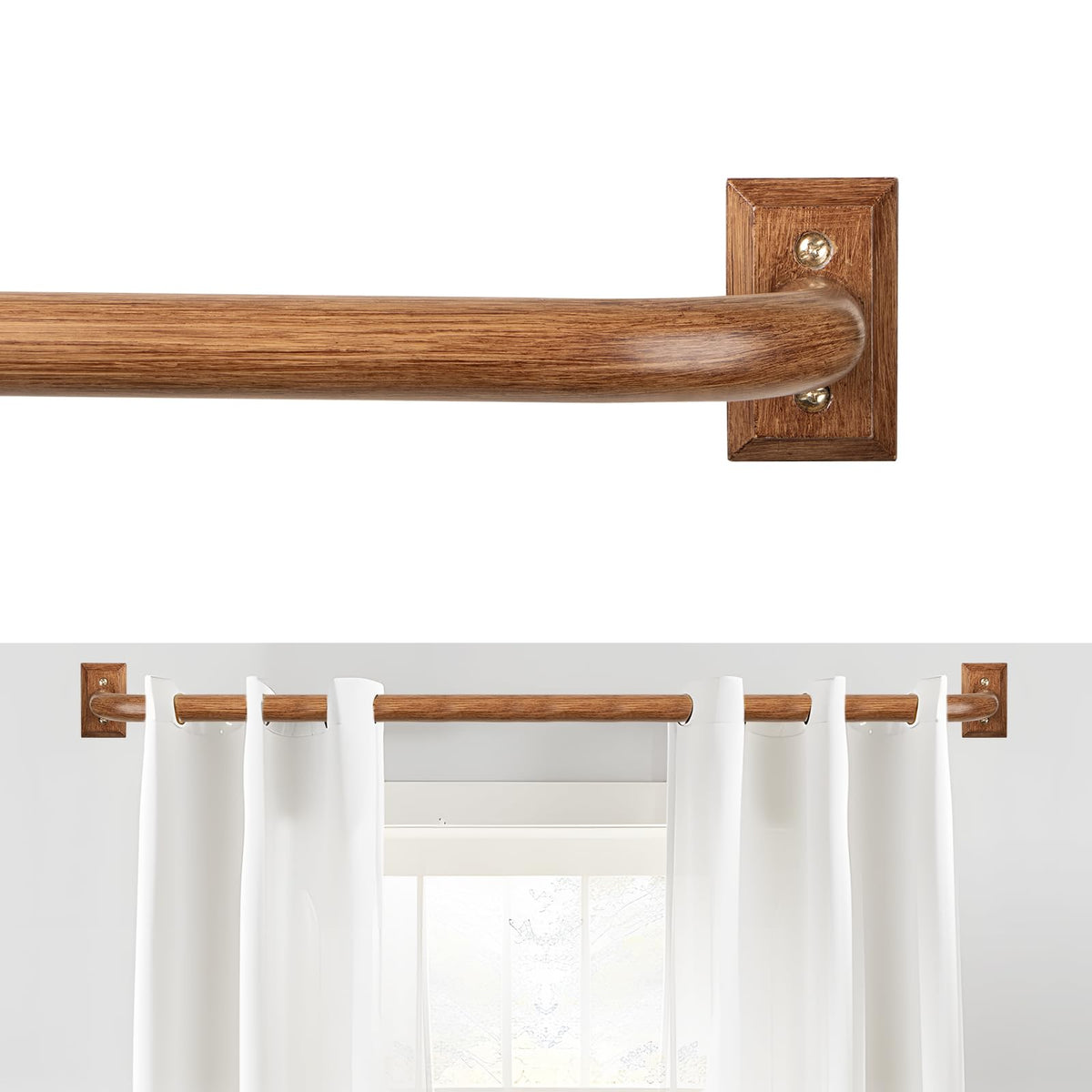 TANGWIN Wrap Around Blackout Curtain Rods,1" Heavy Duty Adjust 48-90",Gold