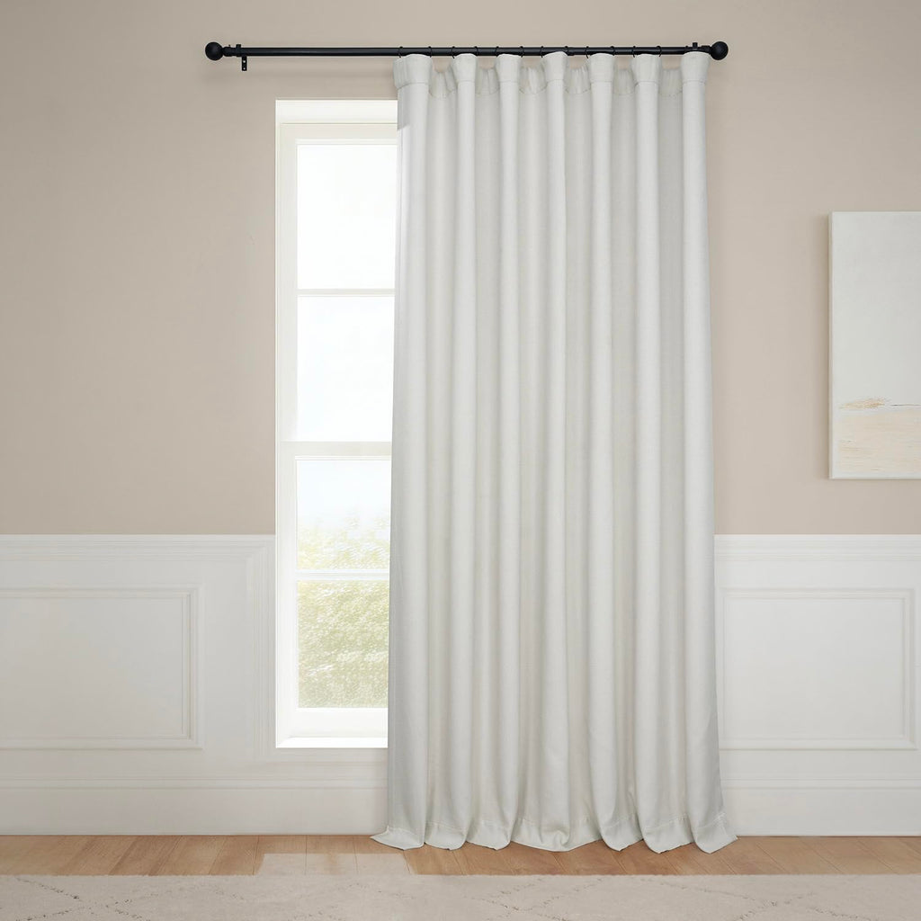 Faux Linen Curtains for Living Room (1 Panel) - 50W X 108L, Birch Taupe