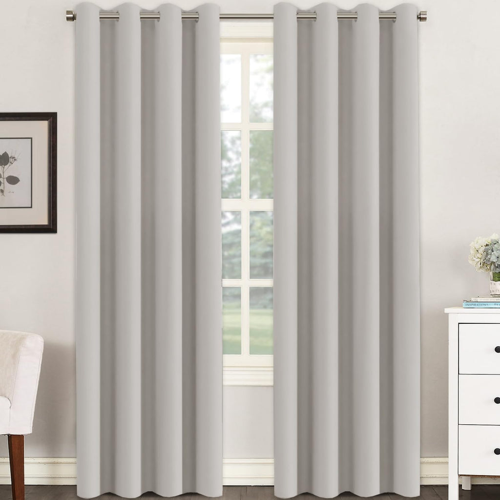 H.VERSAILTEX Blackout Curtains for Bedroom Thermal Insulated Room Darkening Living Room Curtains 63 Inch Long Grommet Privacy Protection Window Curtain Panels/Drapes for Nursery,2 Panels,Ivory/Cream