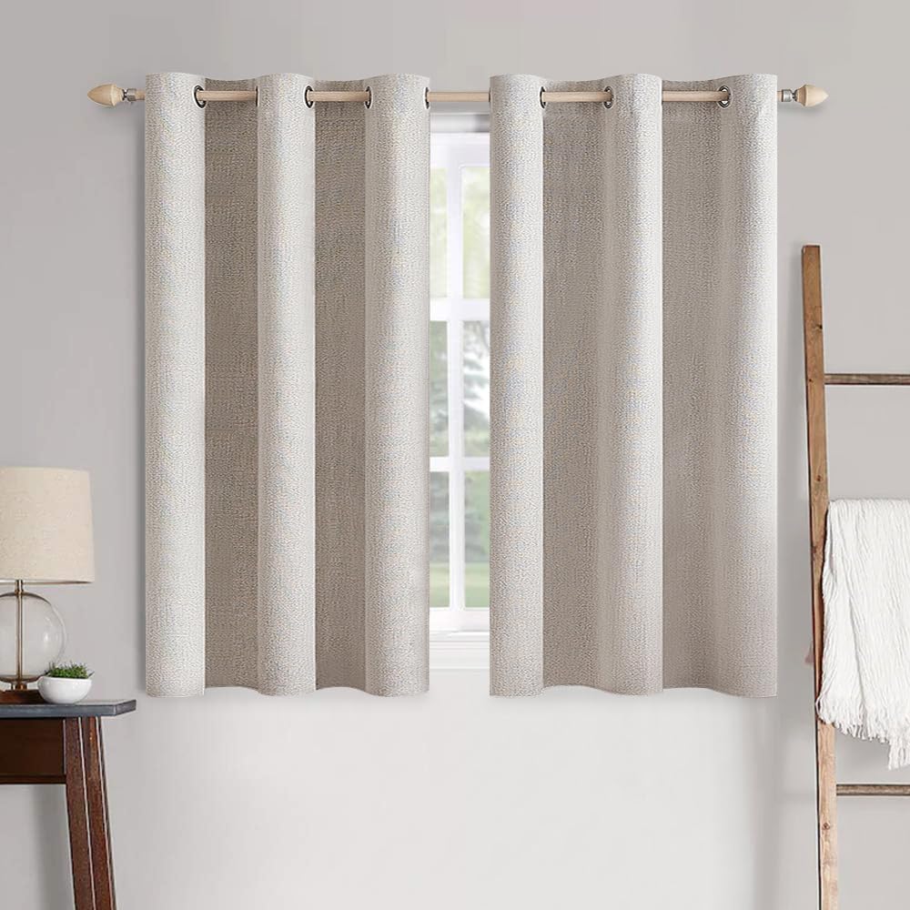 MIULEE 100% Blackout Linen Curtains for Bedroom 52x84 Inches Dusty Blue
