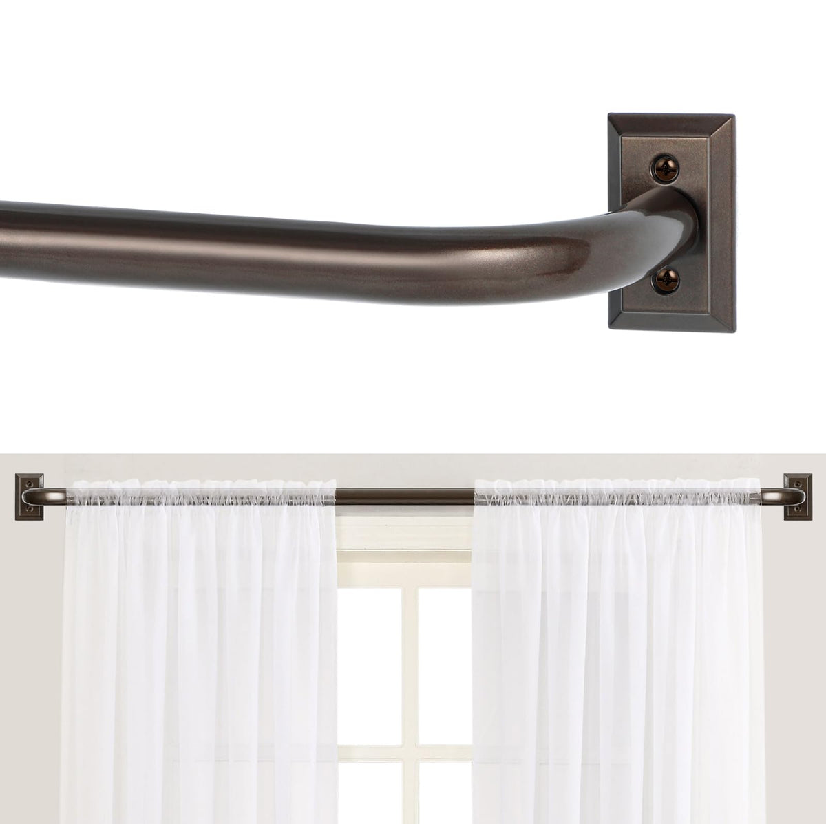 TANGWIN Wrap Around Blackout Curtain Rods,1" Heavy Duty Adjust 48-90",Gold