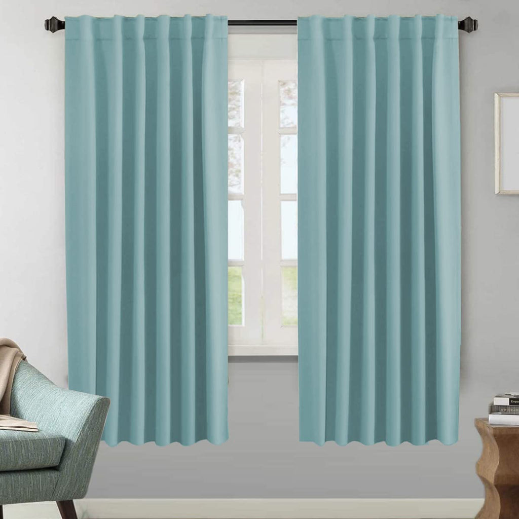 H.VERSAILTEX Blackout Curtains Thermal Insulated Window Treatment Panels Room Darkening Blackout Drapes for Living Room Back Tab/Rod Pocket Bedroom Draperies, 52 x 84 Inch, Light Sage, 2 Panels