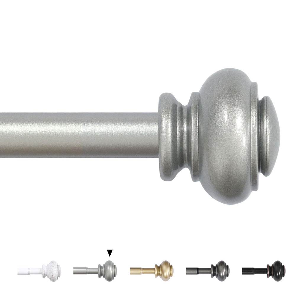 H.VERSAILTEX Window Curtain Rods for Windows 28 to 48 Inches Adjustable Decorative 3/4 Inch Diameter Single Window Curtain Rod Set with Classic Finials, Nickel