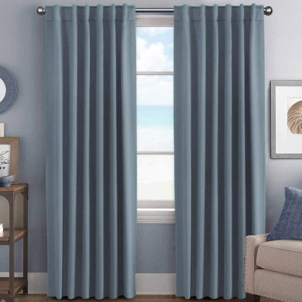 H.VERSAILTEX Blackout Curtains Thermal Insulated Window Treatment Panels Room Darkening Blackout Drapes for Living Room Back Tab/Rod Pocket Bedroom Draperies, 52 x 84 Inch, Light Sage, 2 Panels