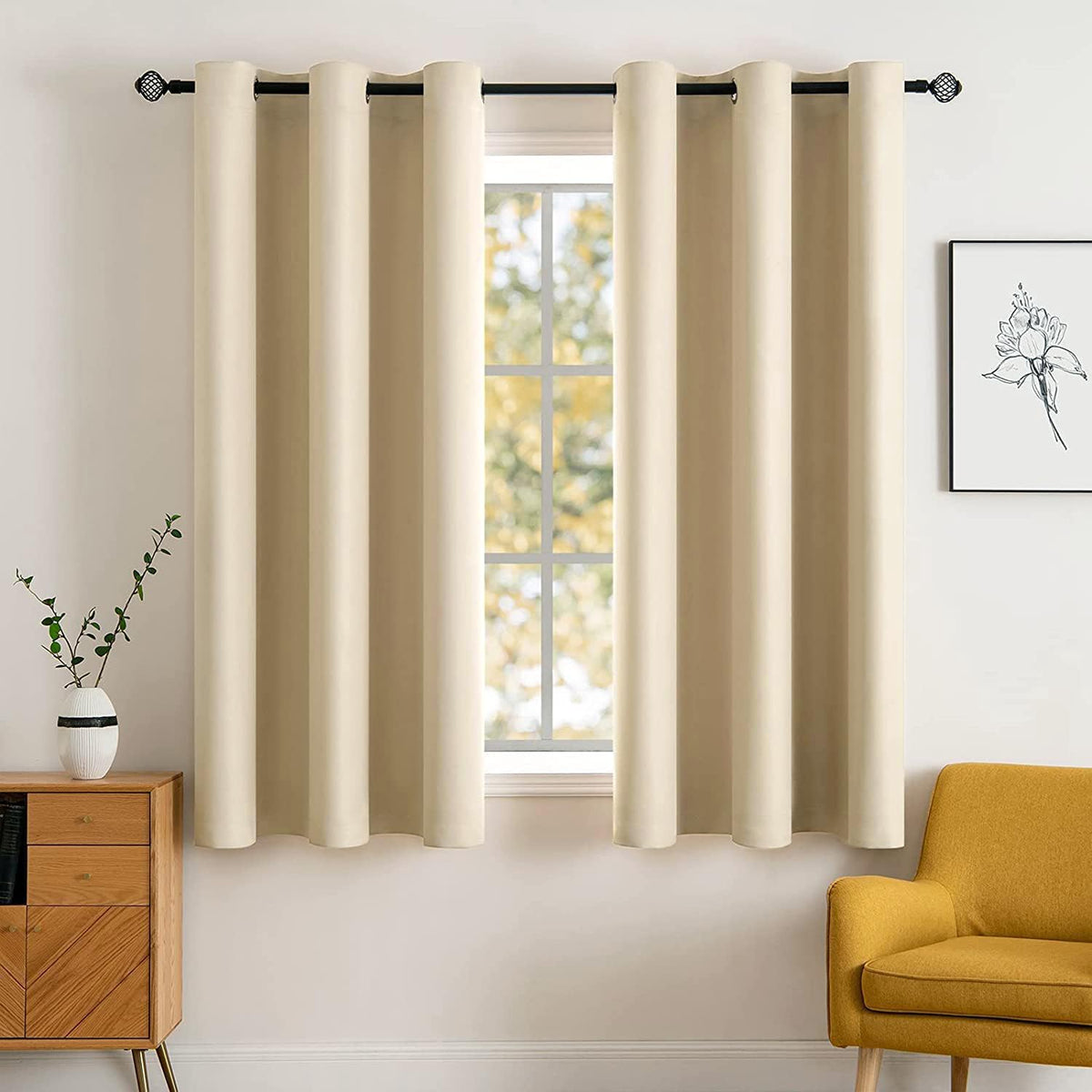 MIULEE Olive Blackout Bedroom Curtains Drapes 84 Inch Long 52"x84"