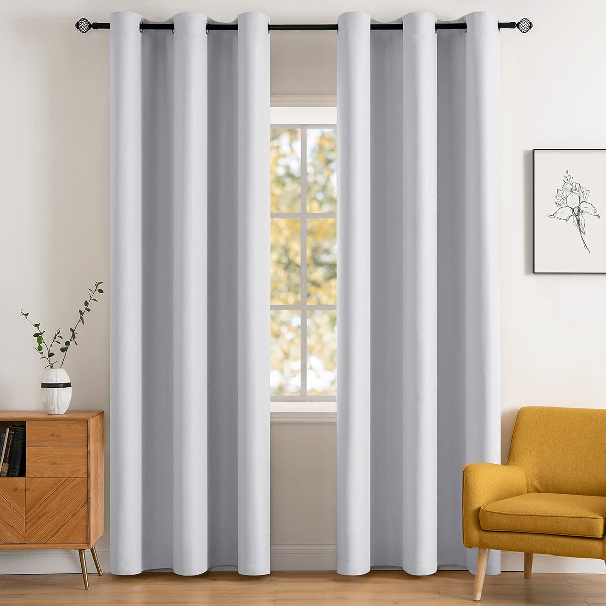 MIULEE Olive Blackout Bedroom Curtains Drapes 84 Inch Long 52"x84"