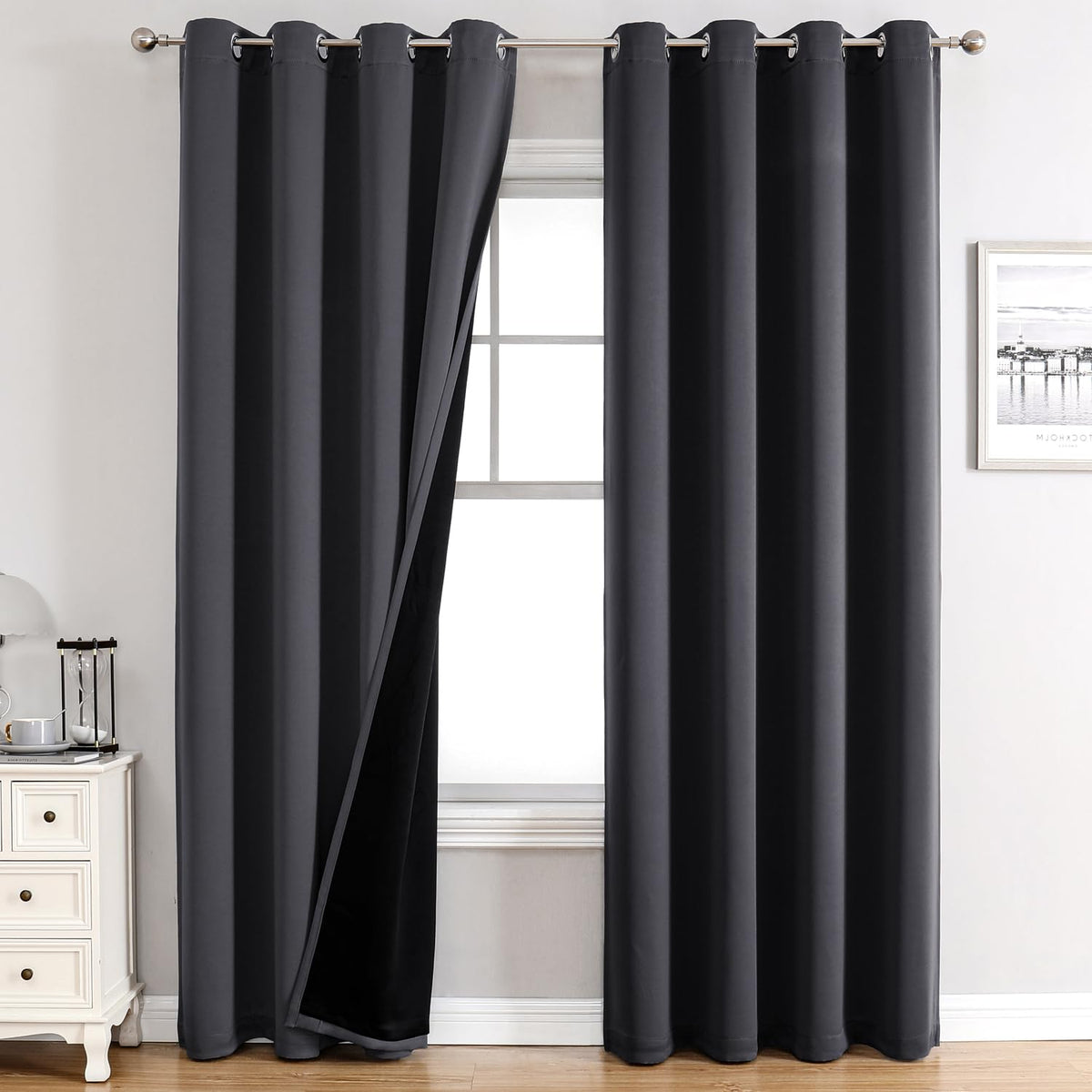 ChrisDowa 100% Blackout Curtains for Bedroom 63 Inches Long 2 Panels Set