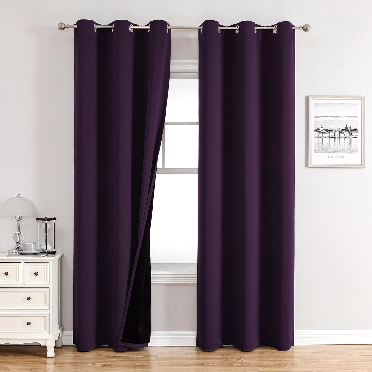ChrisDowa 100% Blackout Curtains for Bedroom 63 Inches Long 2 Panels Set