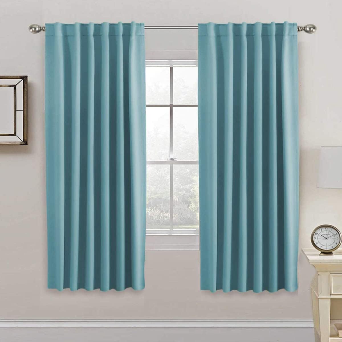 H.VERSAILTEX Blackout Curtains Thermal Insulated Window Treatment Panels Room Darkening Blackout Drapes for Living Room Back Tab/Rod Pocket Bedroom Draperies, 52 x 84 Inch, Light Sage, 2 Panels