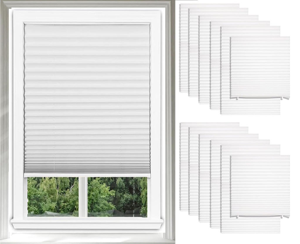 Changshade 6 Pack Temporary Shades,Blackout Pleated Paper Blinds for Indoor Windows Cut to Size Adhesive Paper Shades No Tools No Drilling for Office, Bedroom, Living Room, 36" W x 72" H, Black
