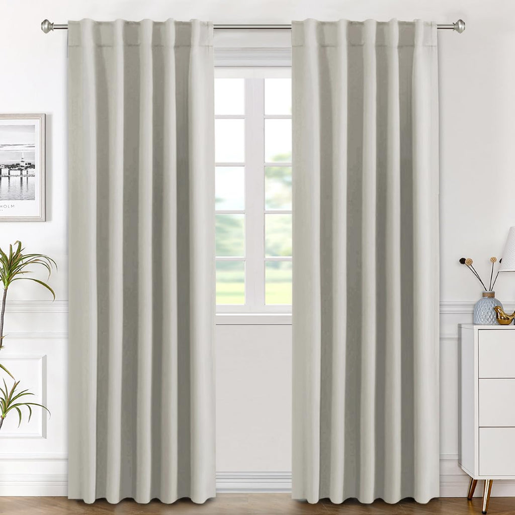 H.VERSAILTEX Blackout Curtains Thermal Insulated Window Treatment Panels Room Darkening Blackout Drapes for Living Room Back Tab/Rod Pocket Bedroom Draperies, 52 x 84 Inch, Light Sage, 2 Panels