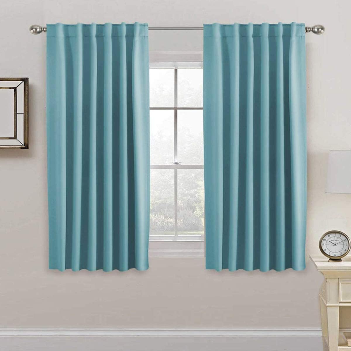 H.VERSAILTEX Blackout Curtains Thermal Insulated Window Treatment Panels Room Darkening Blackout Drapes for Living Room Back Tab/Rod Pocket Bedroom Draperies, 52 x 84 Inch, Light Sage, 2 Panels