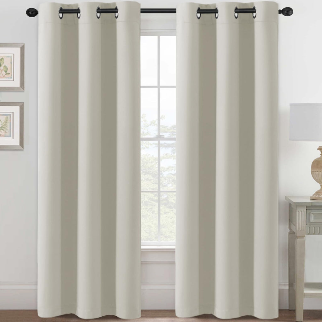 H.VERSAILTEX Blackout Curtains for Bedroom Thermal Insulated Room Darkening Living Room Curtains 63 Inch Long Grommet Privacy Protection Window Curtain Panels/Drapes for Nursery,2 Panels,Ivory/Cream