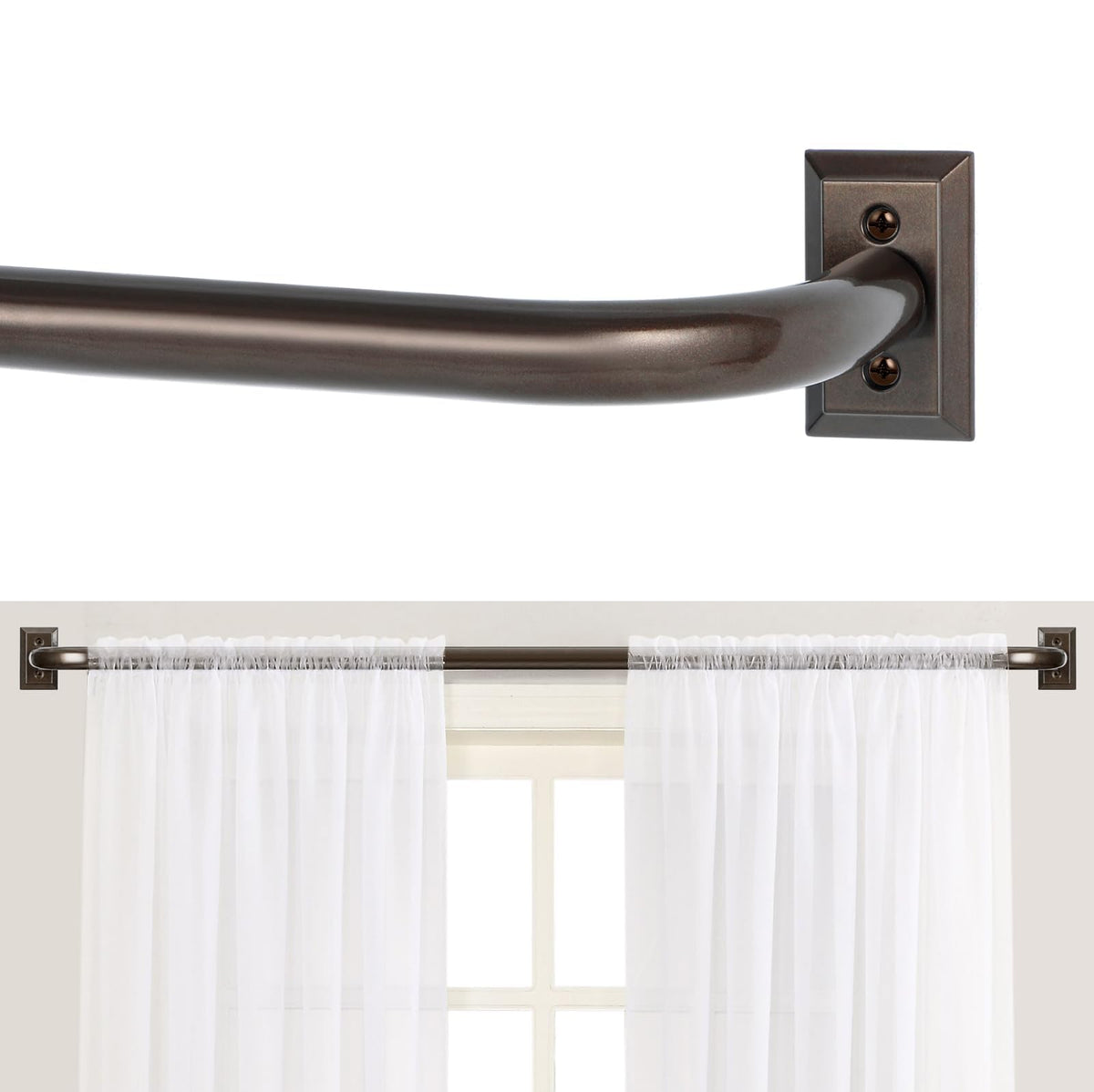 TANGWIN Wrap Around Blackout Curtain Rods,1" Heavy Duty Adjust 48-90",Gold