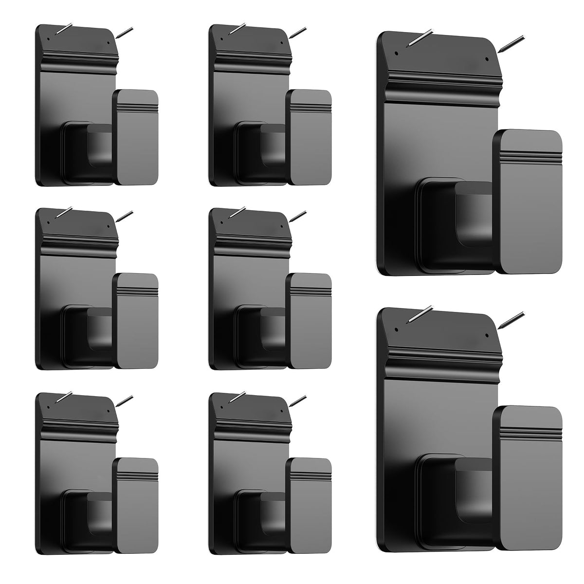 EKOTTOK No Drill Curtain Rod Brackets for 5/8" Rod, Heavy Duty 30LB+, Adhesive & Invisible Nail Curtain Rod Holders, Damage-Free Wall Mount Hooks for Bathroom, Kitchen, Bedroom (4PC, Black)
