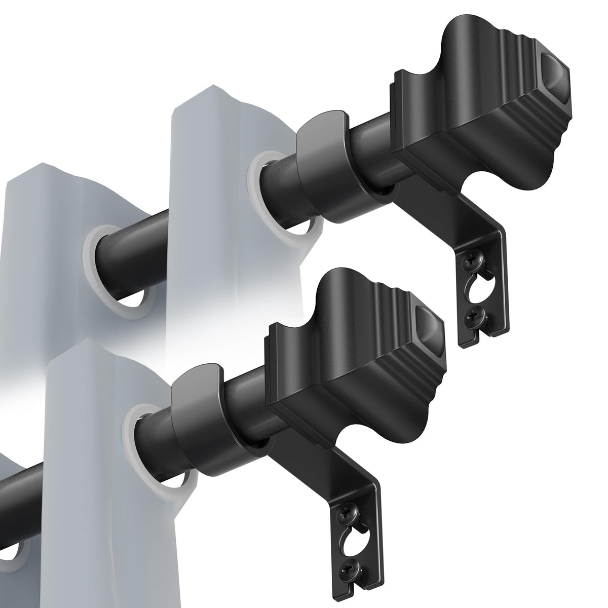 Curtain Rods for Windows 35-47 inch, 5/8 inch Matte Black Curtain Rod with Brackets Adjustable Telescoping for Bedroom Kitchen Study Living Room