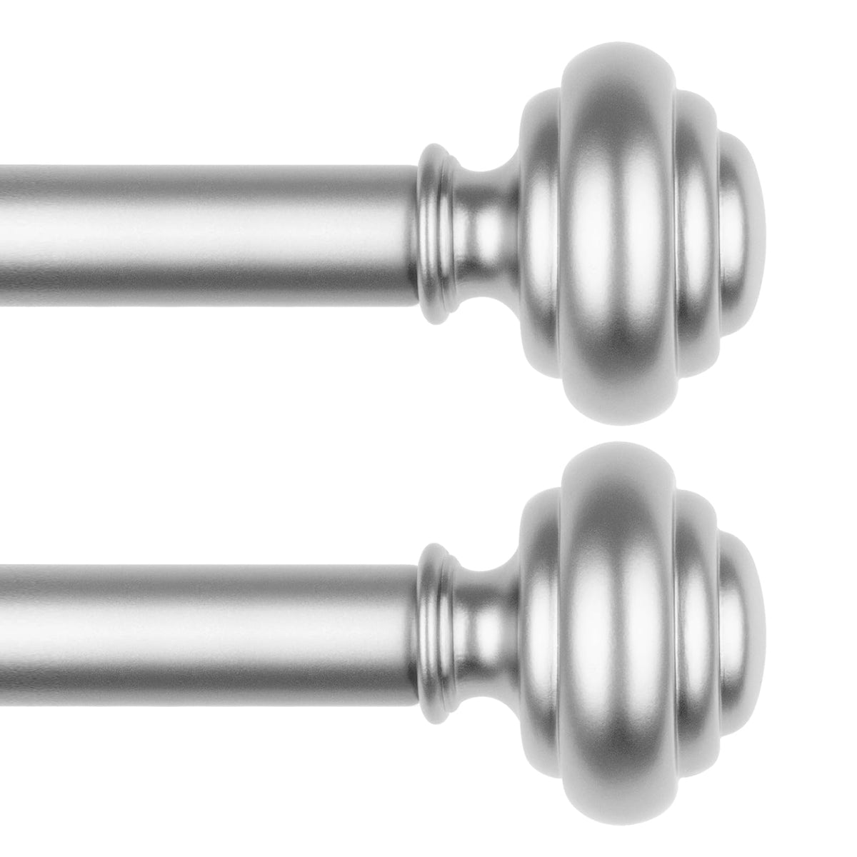 KAMANINA Curtain Rods for Windows 48 to 84 Inches Silver Decorative Finials