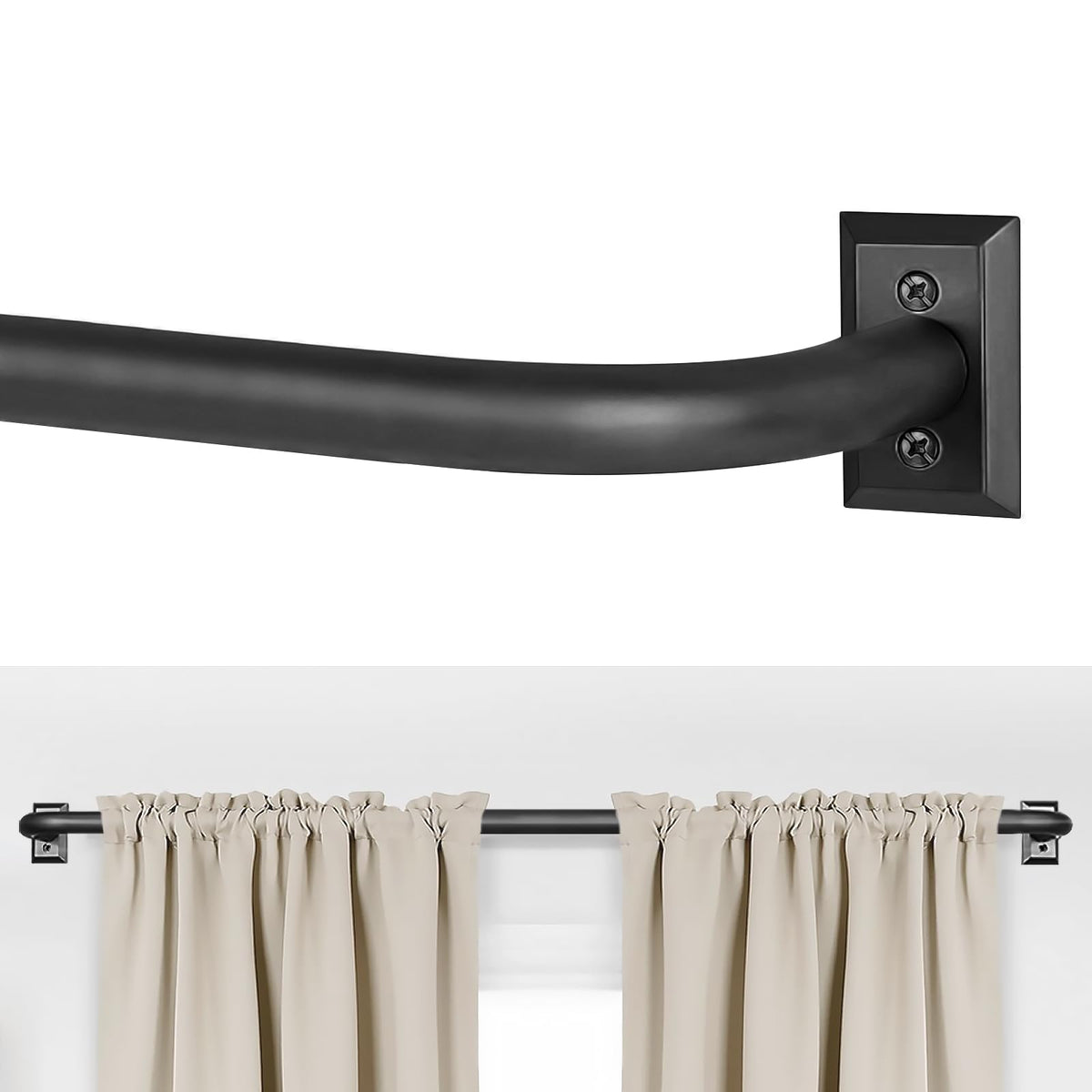 ZYRW Gold Curtain Rod, Room Darkening Rods for Windows 28 to 48 Inches(2.3-4Ft), Wrap Around Curtain Rods, Heavy Duty Blackout Drapery, Modern Decorative Window Treatment Rod, Gold
