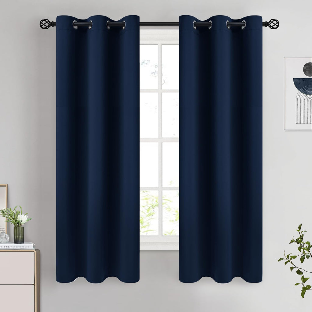 COSVIYA Grommet Blackout Room Darkening Navy Blue Curtains 84 inch Length