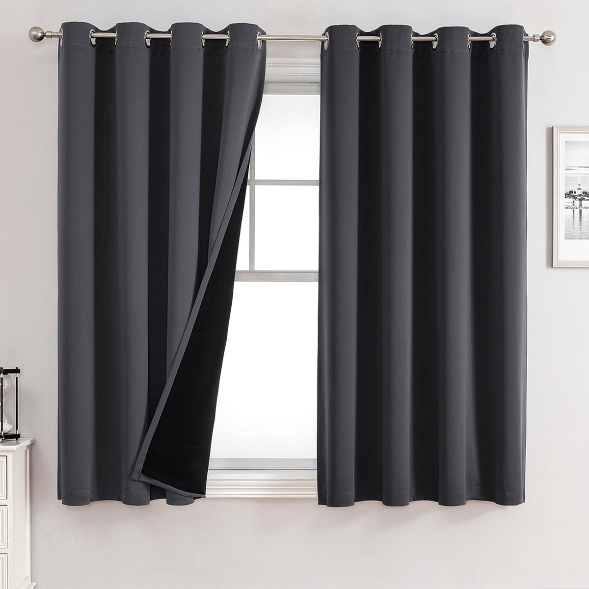 ChrisDowa 100% Blackout Curtains for Bedroom 63 Inches Long 2 Panels Set