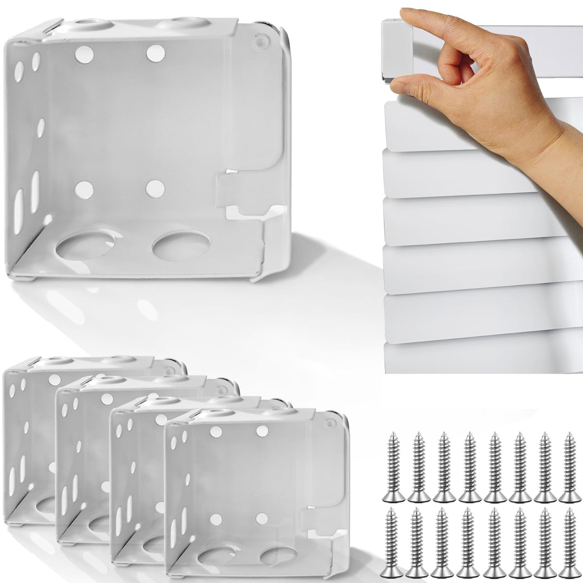 2PCS Mini Blind Brackets, Metal Window Blind Brackets, 2 inch White Window Blinds Headrail Holder Bracket for High Profile Blinds
