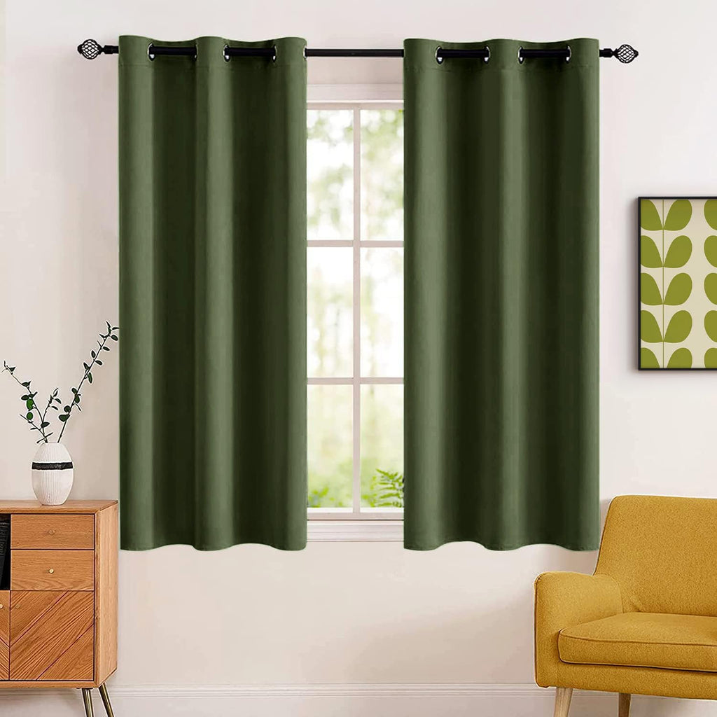 MIULEE Olive Blackout Bedroom Curtains Drapes 84 Inch Long 52"x84"