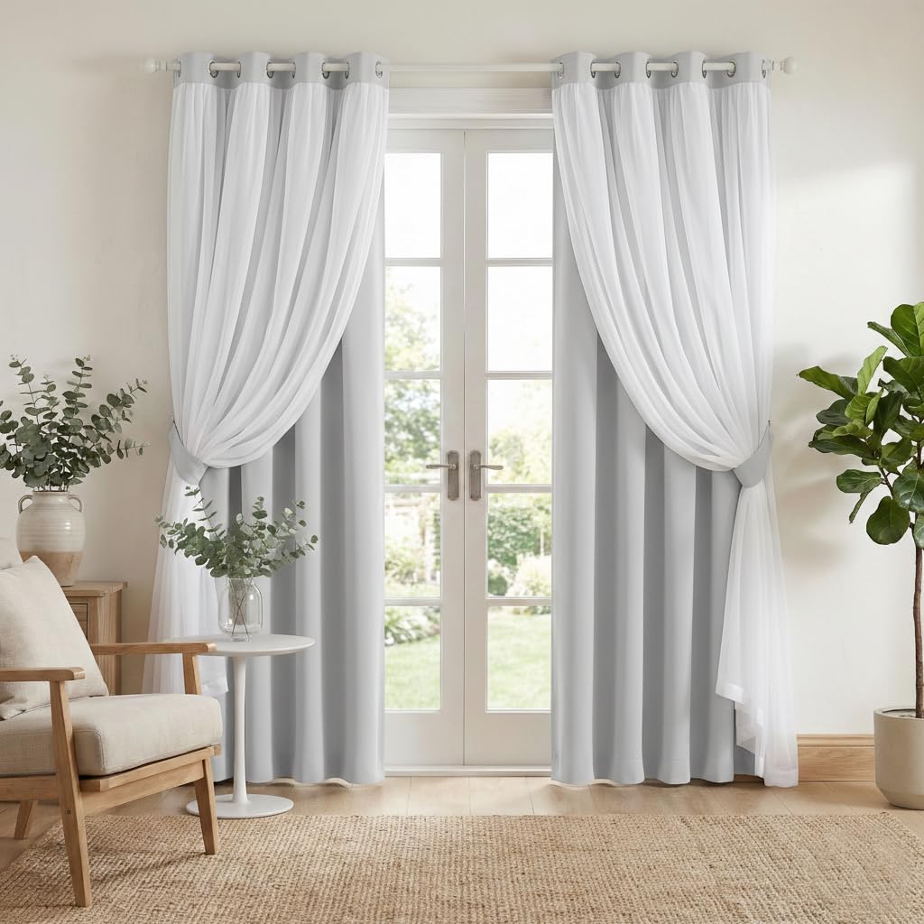 PONY DANCE Black Blackout Curtains for Bedroom, 52 W x 84 L, Set of 2
