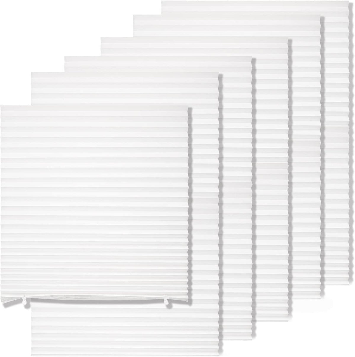 MYshade 6 Pack Temporary Blackout Paper Shades for Windows,Paper Pleated Blinds with Adhesive,No Tools No Drilling Free Cut Size Temporary Room Darkening Shades(Black, 36" W x 72" H)