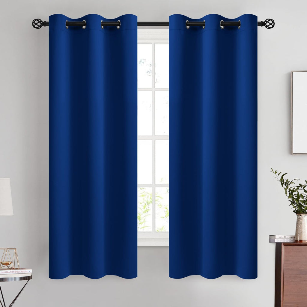 COSVIYA Grommet Blackout Room Darkening Navy Blue Curtains 84 inch Length
