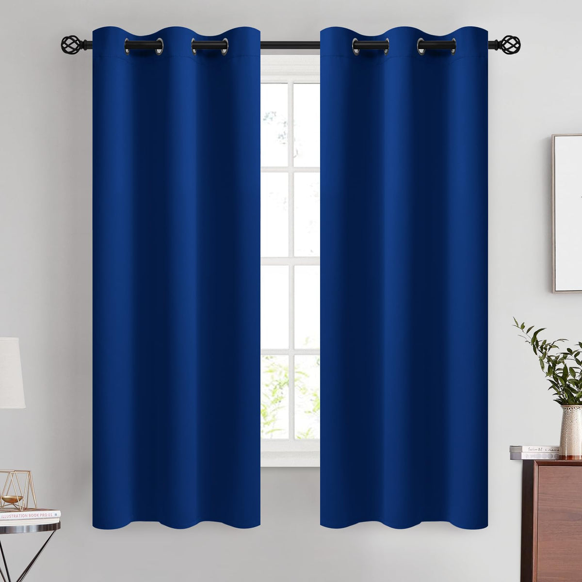 COSVIYA Grommet Blackout Room Darkening Navy Blue Curtains 84 inch Length