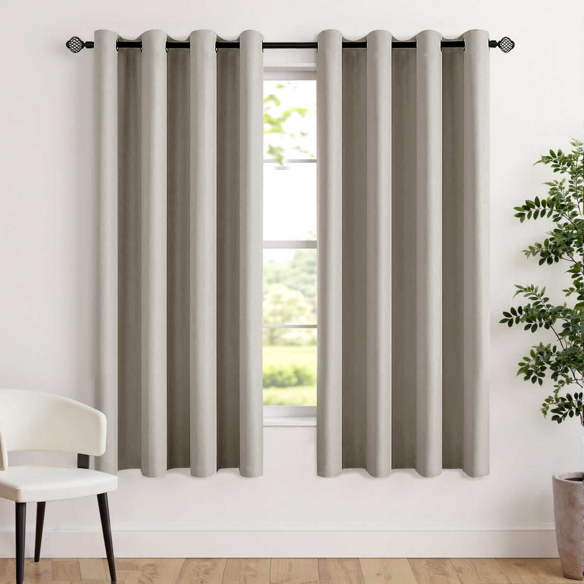 MIULEE Olive Blackout Bedroom Curtains Drapes 84 Inch Long 52"x84"