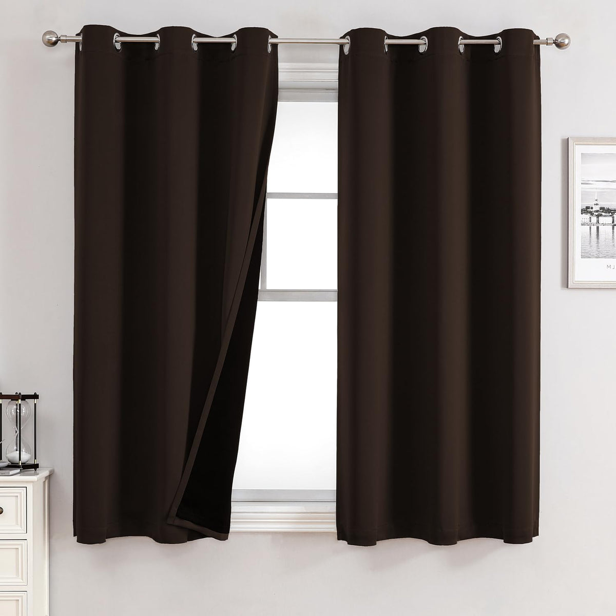 ChrisDowa 100% Blackout Curtains for Bedroom 63 Inches Long 2 Panels Set