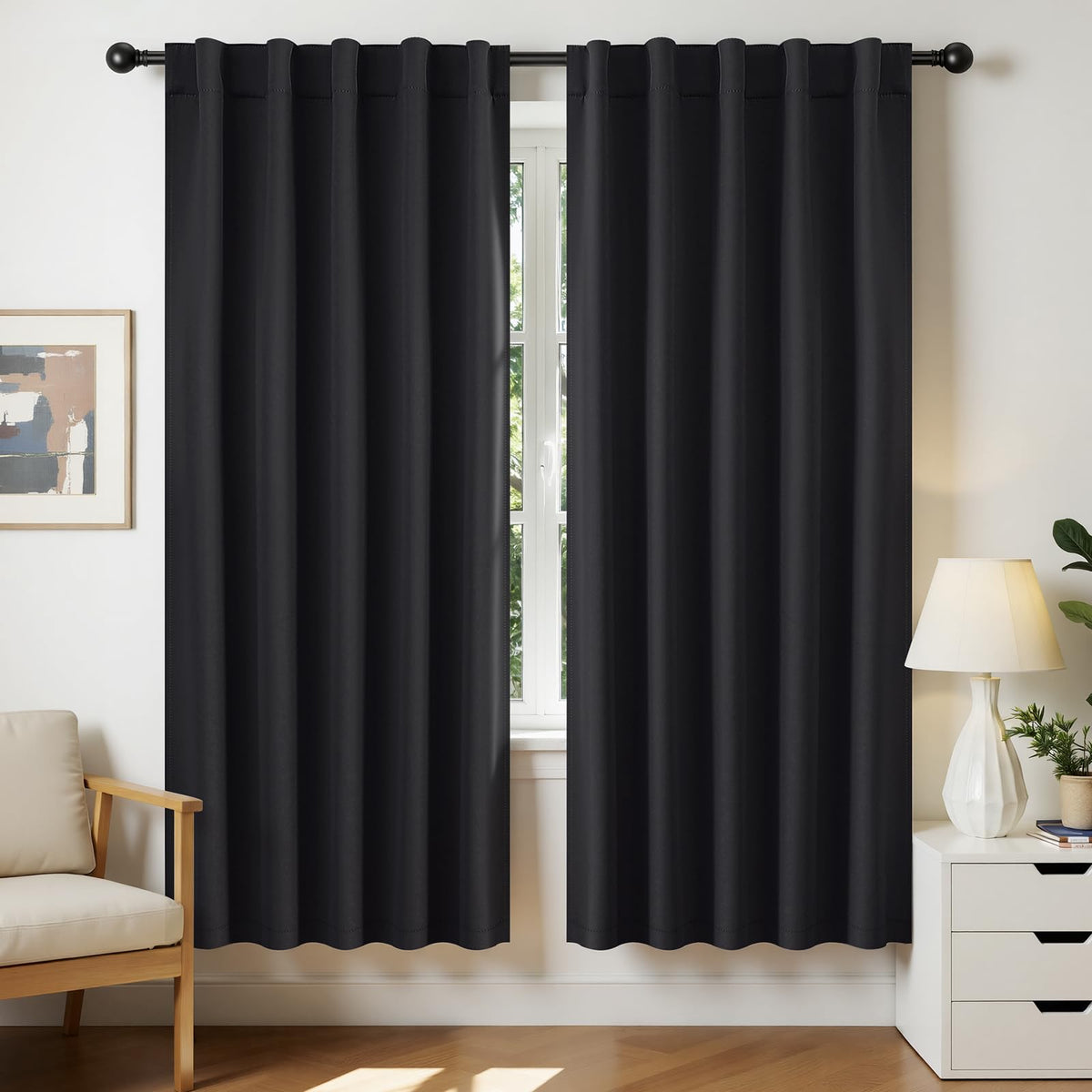 Joydeco Blackout Curtains 96 Inches Long, Thermal Insulated Black Out Curtains 2 Panels Set for Bedroom, Room Darkening Drapes for Living Room Window (W52 x L96 Inch, Navy Blue)