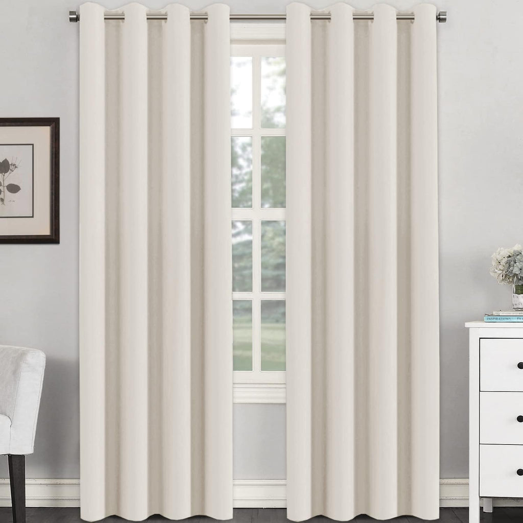 H.VERSAILTEX Blackout Curtains for Bedroom Thermal Insulated Room Darkening Living Room Curtains 63 Inch Long Grommet Privacy Protection Window Curtain Panels/Drapes for Nursery,2 Panels,Ivory/Cream