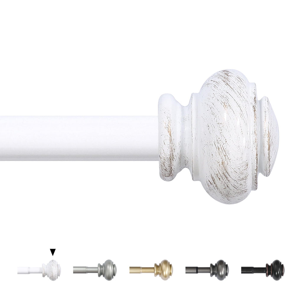 H.VERSAILTEX Window Curtain Rods for Windows 28 to 48 Inches Adjustable Decorative 3/4 Inch Diameter Single Window Curtain Rod Set with Classic Finials, Nickel
