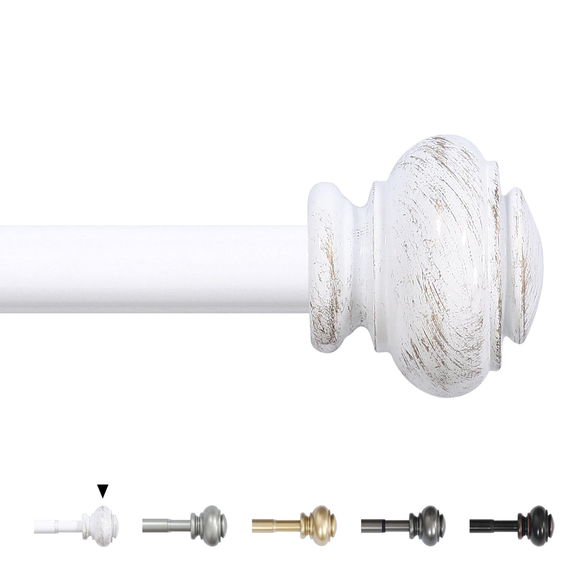 H.VERSAILTEX Window Curtain Rods for Windows 28 to 48 Inches Adjustable Decorative 3/4 Inch Diameter Single Window Curtain Rod Set with Classic Finials, Nickel