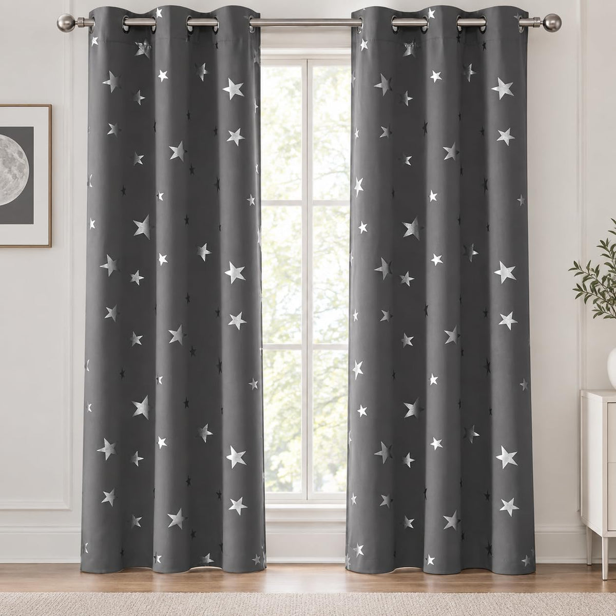 Deconovo Curtains for Living Room, Pattern Blackout Curtains 84 Inches Long