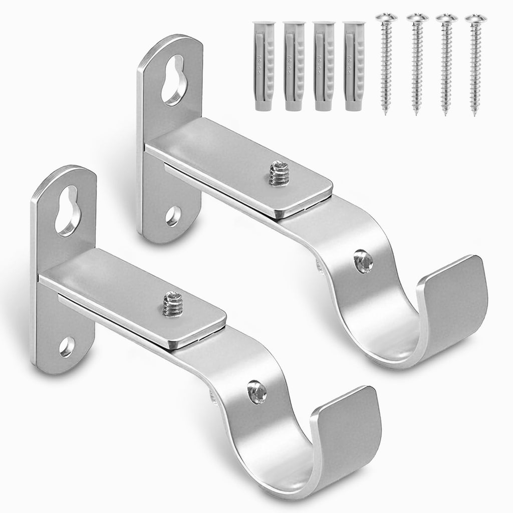 Adjustable Curtain Rod Brackets for 1" Rods, 3 Pack, Black