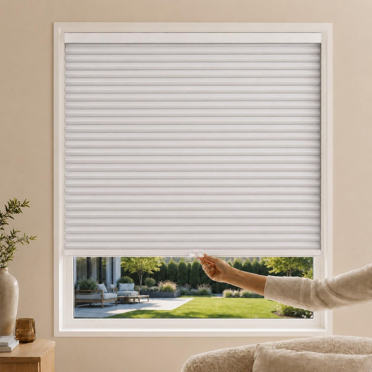 CHICOLOGY Cordless Cellular Shades, Room Darkening, Mist, 46x48