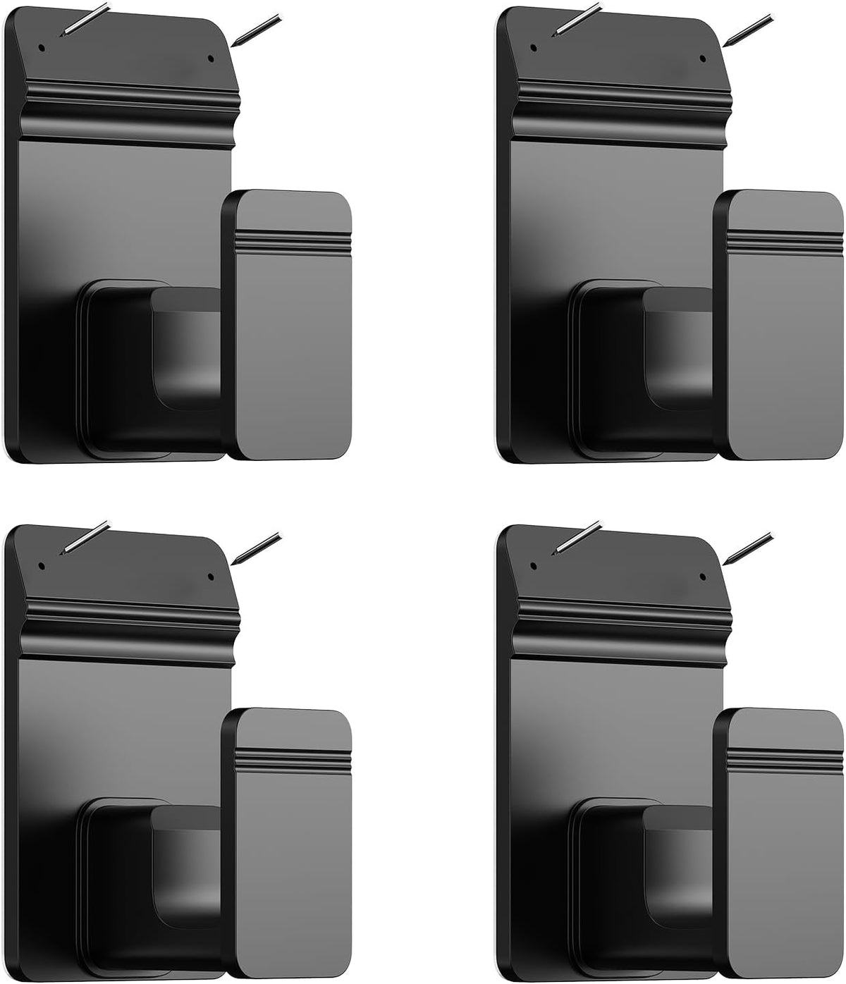 EKOTTOK No Drill Curtain Rod Brackets for 5/8" Rod, Heavy Duty 30LB+, Adhesive & Invisible Nail Curtain Rod Holders, Damage-Free Wall Mount Hooks for Bathroom, Kitchen, Bedroom (4PC, Black)