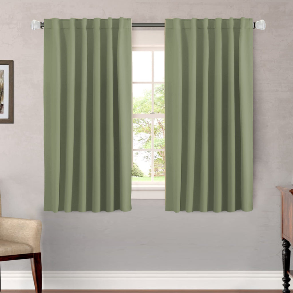 H.VERSAILTEX Blackout Curtains Thermal Insulated Window Treatment Panels Room Darkening Blackout Drapes for Living Room Back Tab/Rod Pocket Bedroom Draperies, 52 x 84 Inch, Light Sage, 2 Panels