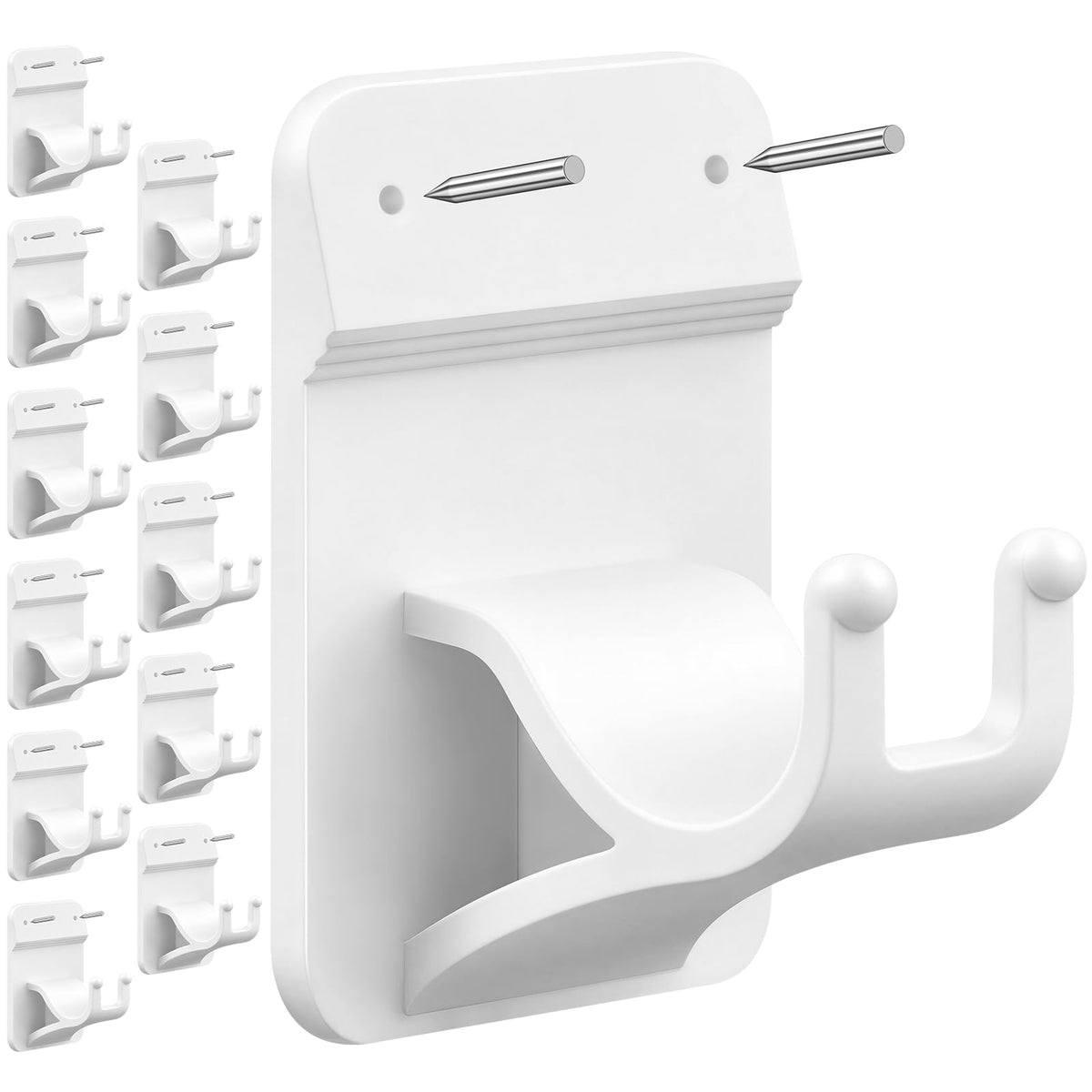 No Drill Curtain Rod Brackets, 8-Pack Adhesive Hooks with Invisible Nails
